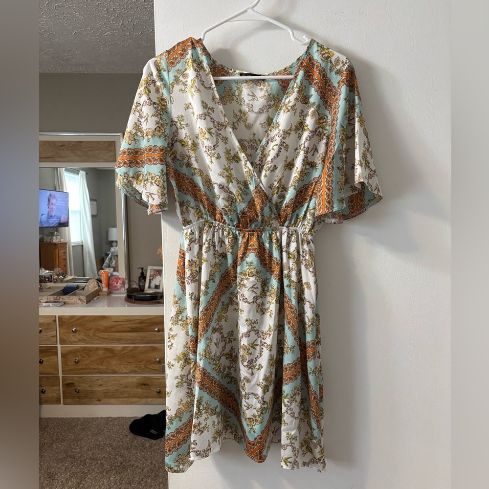 Colorful Flutter Sleeve Dress